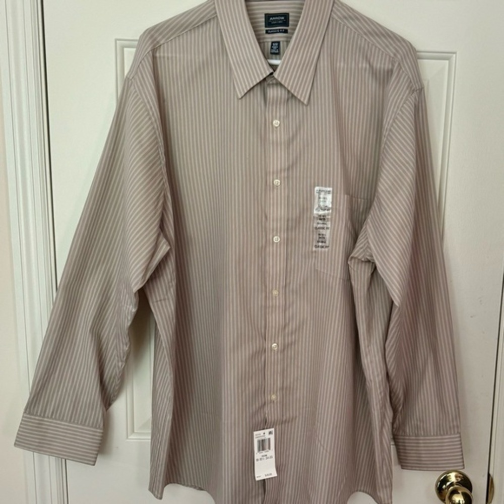 Arrow classic fit men’s button down long sleeve shirt, XXL, NWT